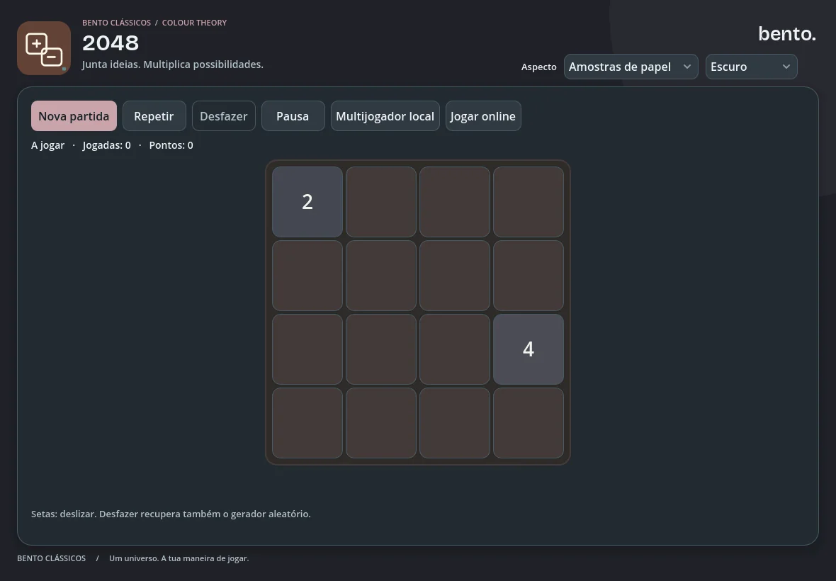 2048 com um aspeto escuro